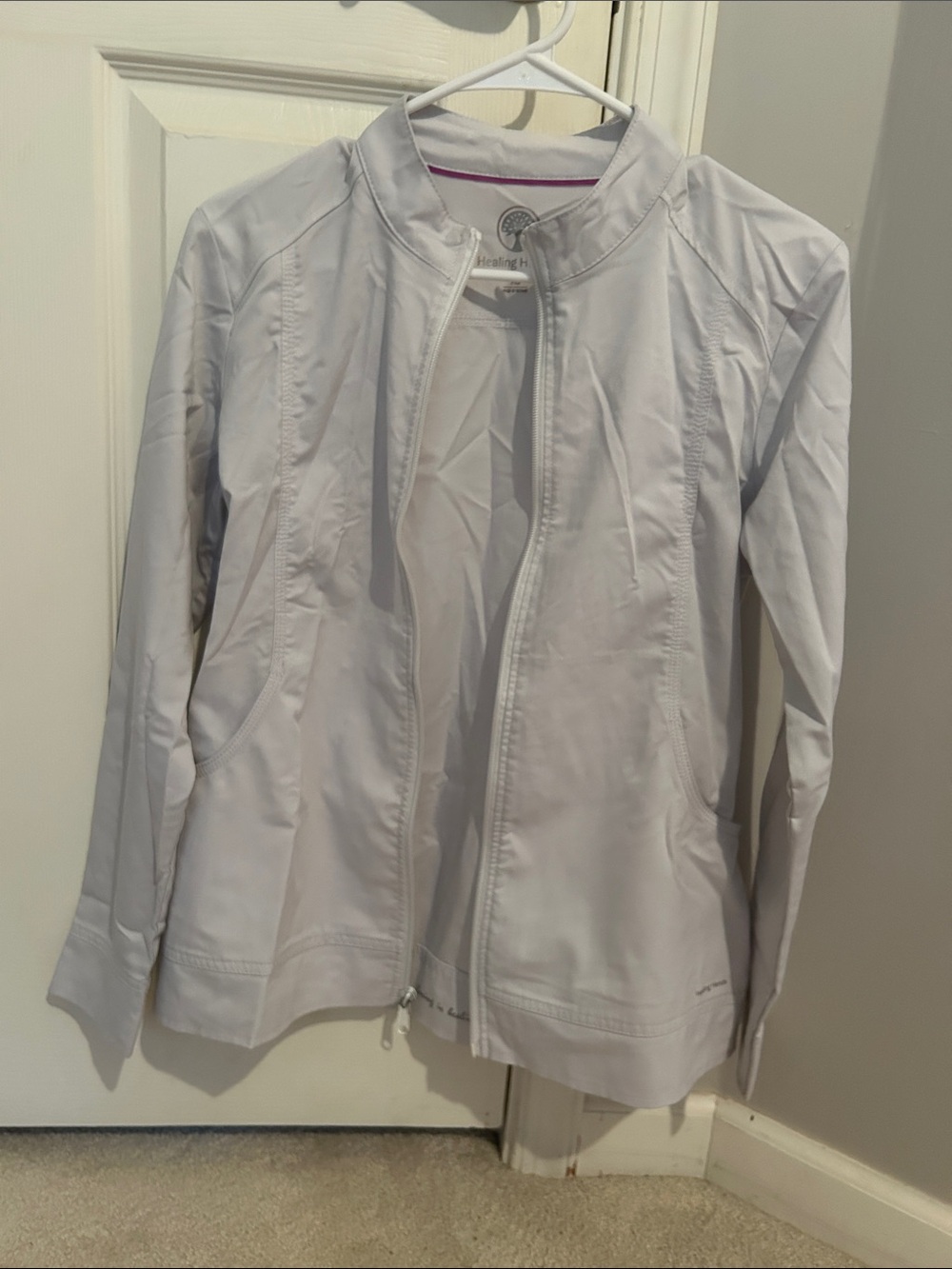 healing hands White Scrub Jacket